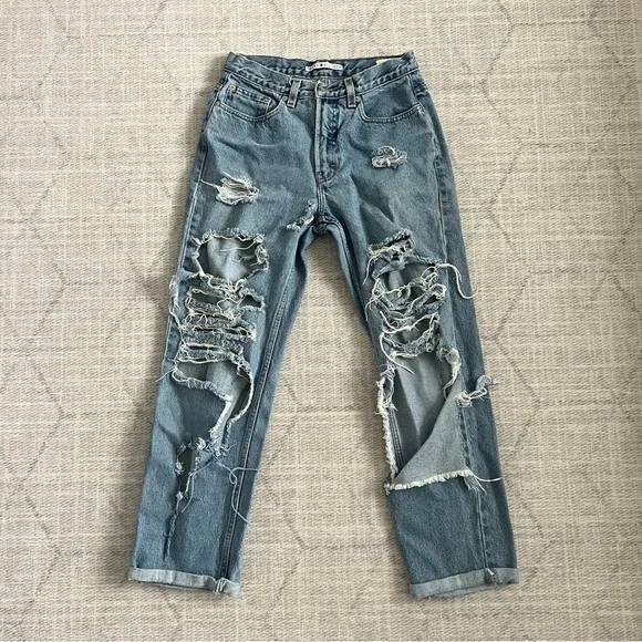 Vintage 2000s Y2K Tommy Hilfiger Women Blue Distressed Grunge High Waisted  Jeans